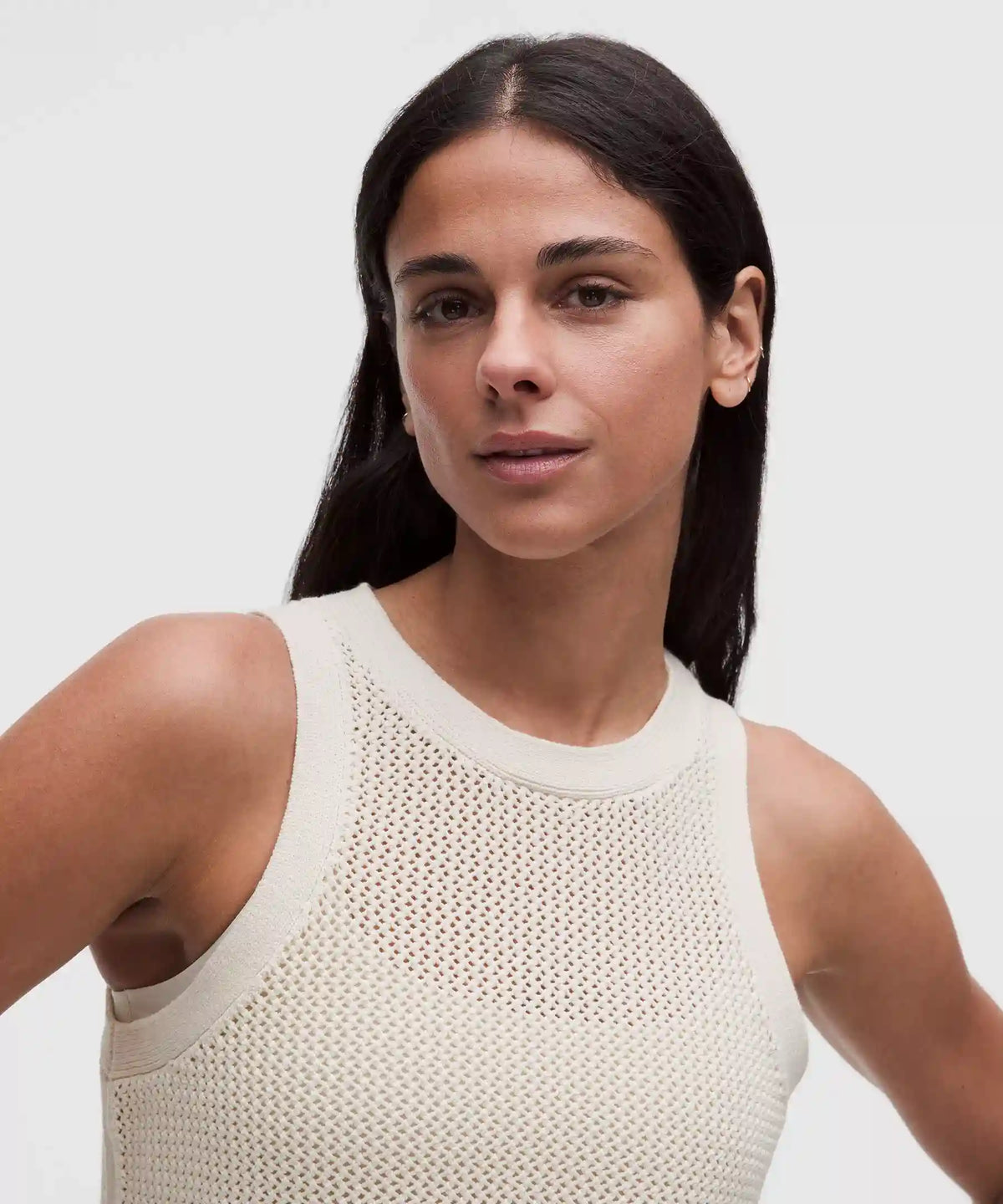 Cotton-Blend Crochet Mesh Tank Top