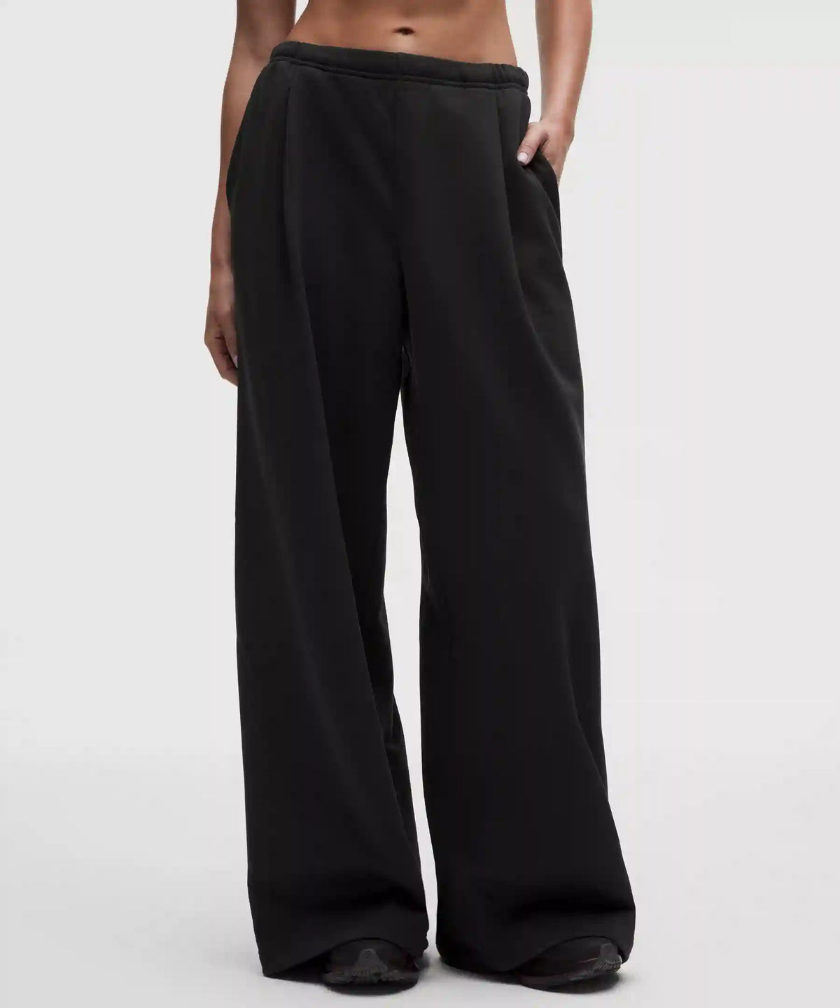 French Terry Mid-Rise Wide-Leg Pant