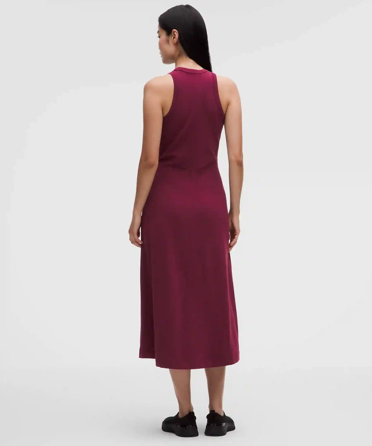 Tech Ribbed Fit-and-Flare Midi Dress