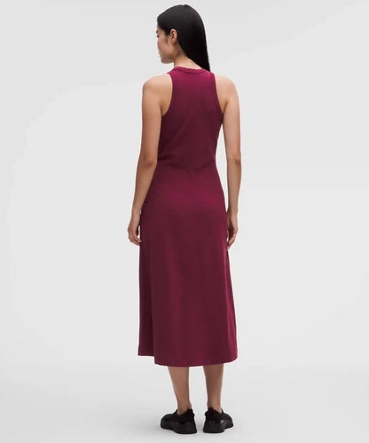 Tech Ribbed Fit-and-Flare Midi Dress