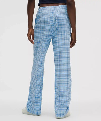 Seersucker Check Mid-Rise Pull-On Pant