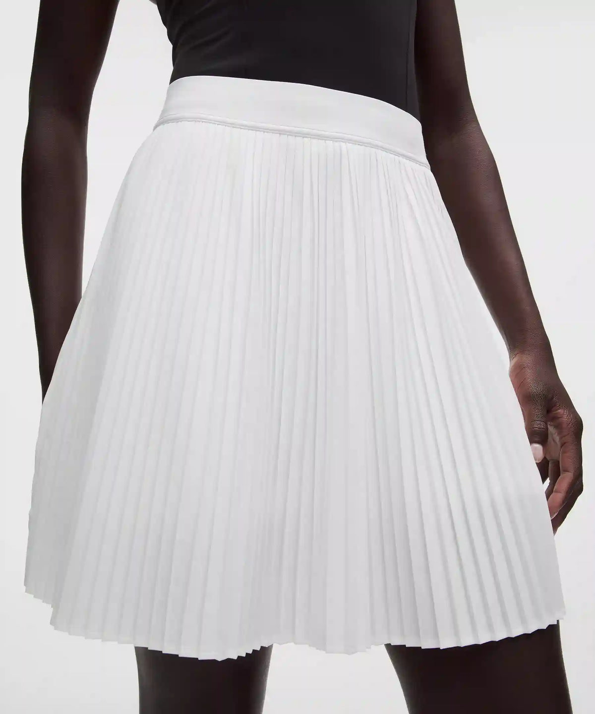 Pleated High-Rise Knee-Length Tennis Skirt