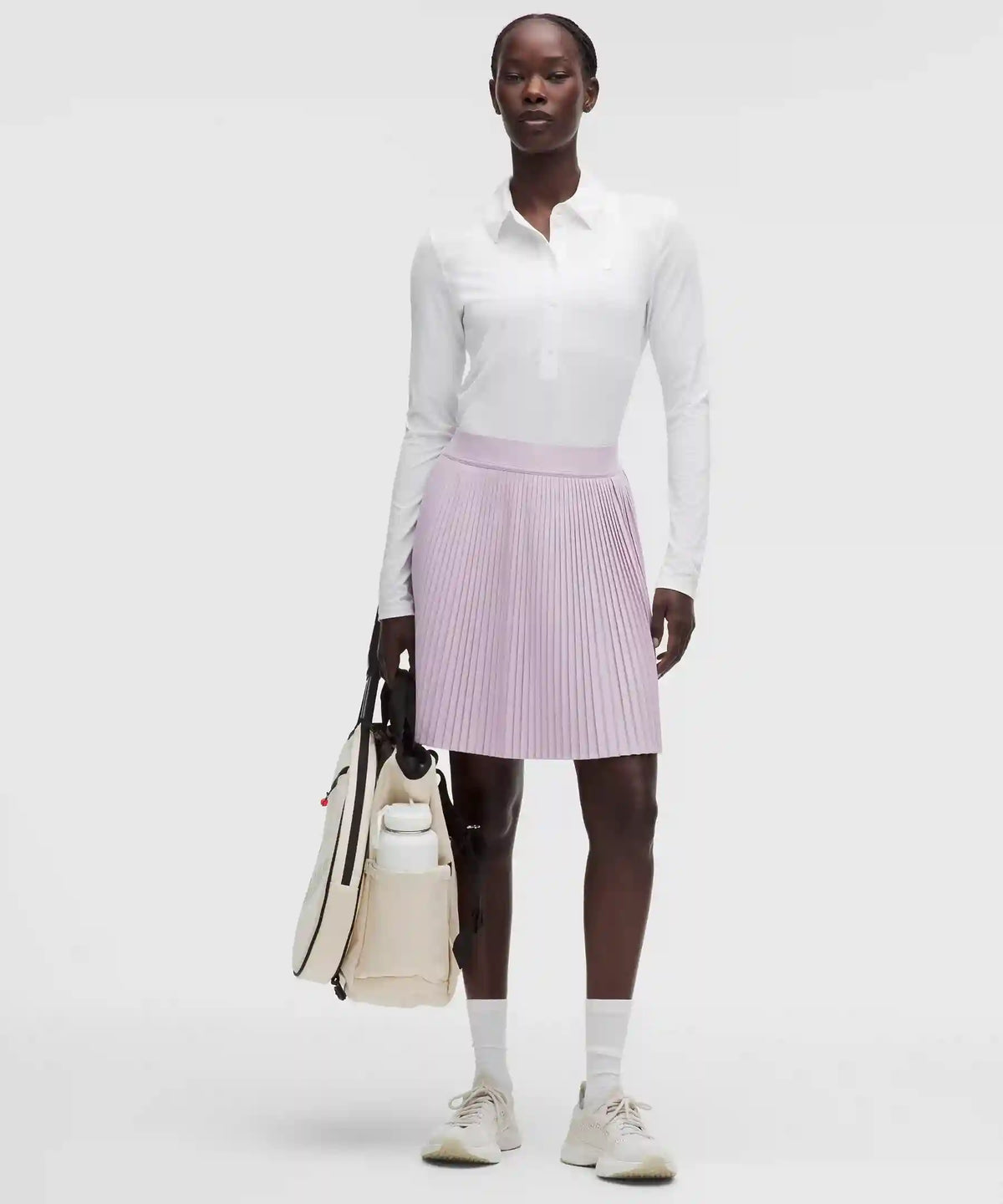 Pleated High-Rise Knee-Length Tennis Skirt