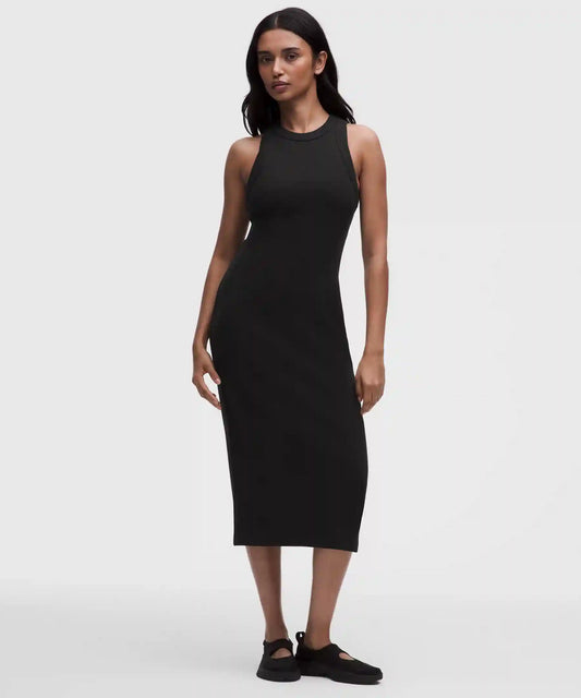 Ribbed Heavyweight Cotton-Blend Midi Dress