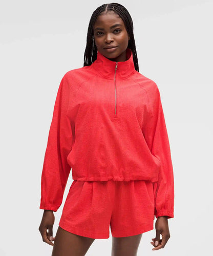 Seersucker WovenAir Funnel-Neck Half Zip