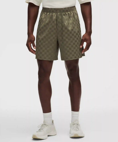 Checkerboard Satin Linerless Gym Short 7"