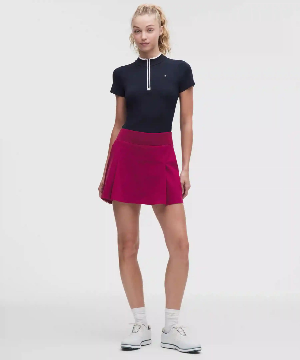 Top-Stitched Pleated Golf Skirt