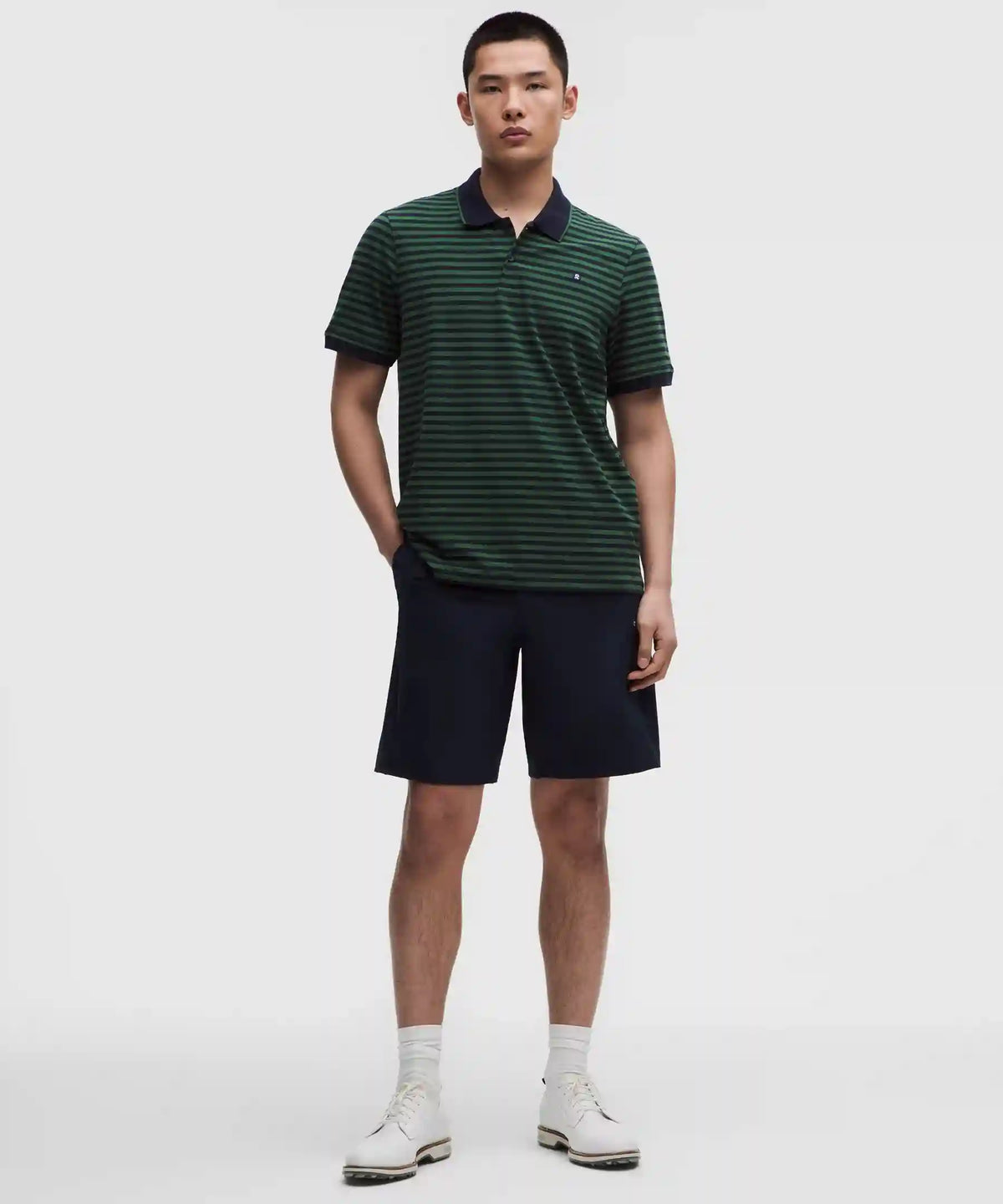 Striped Short-Sleeve Golf Polo