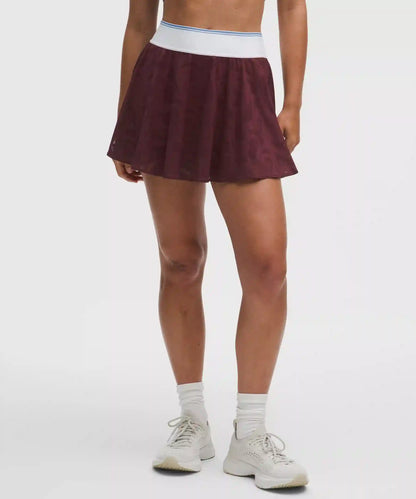 Paisley-Mesh High-Rise Tennis Skirt