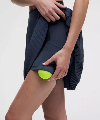 Pleated High-Rise Knee-Length Tennis Skirt