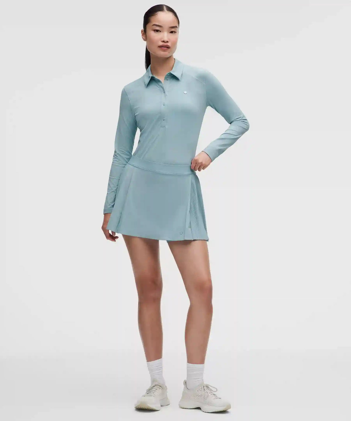 Quick-Dry Long-Sleeve Polo Shirt *Straight Hem