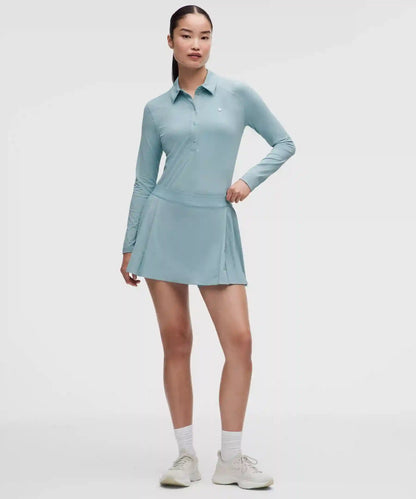 Quick-Dry Long-Sleeve Polo Shirt *Straight Hem