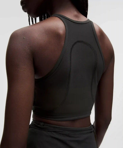 Mesh Cross-Front Cropped Tank Top B/C Cup *SLNSH Collection