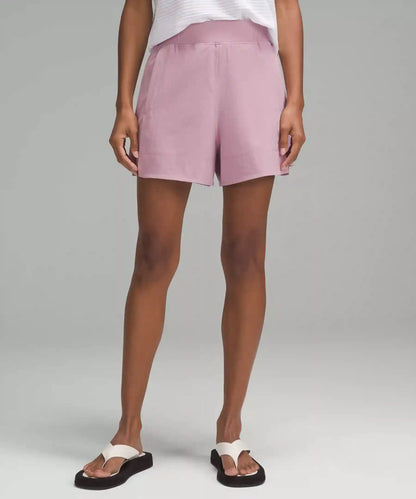 Stretch Woven Relaxed-Fit High-Rise Short 4"