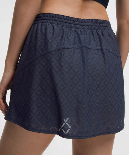 Textured Mesh High-Rise Tennis Skirt