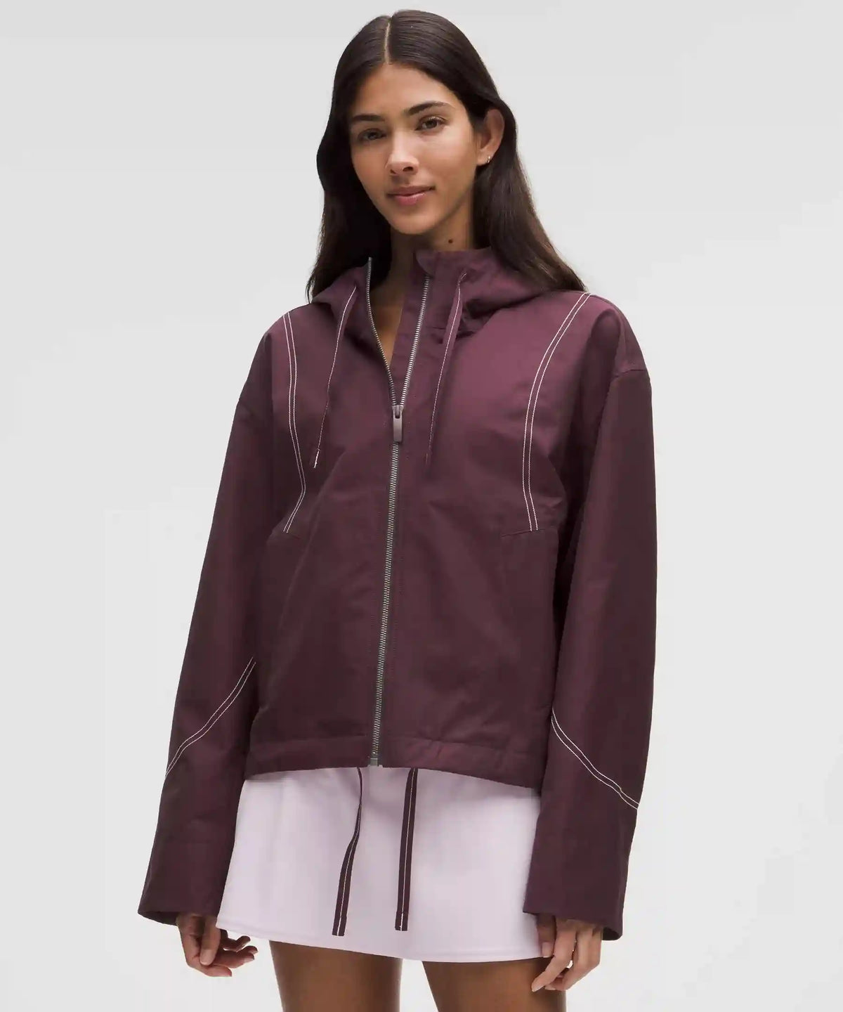 Water-Resistant Cropped Hooded Jacket