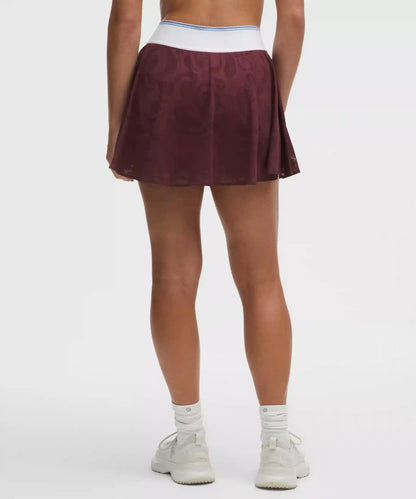 Paisley-Mesh High-Rise Tennis Skirt