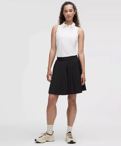 Pleated High-Rise Knee-Length Tennis Skirt