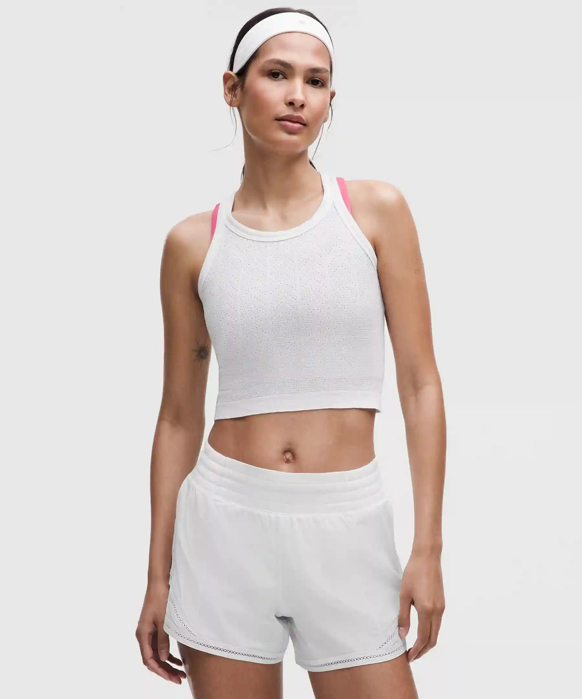 Swiftly Pointelle Cropped Racerback Tank Top