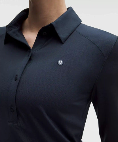 Quick-Dry Long-Sleeve Polo Shirt *Straight Hem