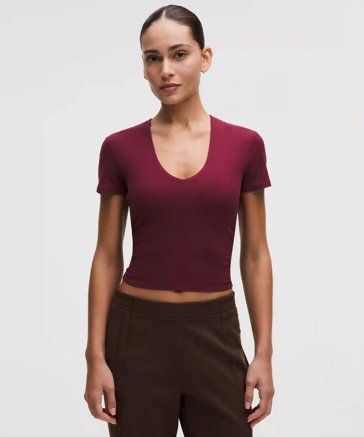 All It Takes Ribbed Nulu V-Neck T-Shirt *B–D Cups