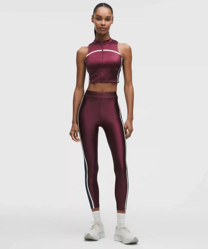 Satin Shine Full-Zip Tank Top Medium Support, B/C Cup *Stripe