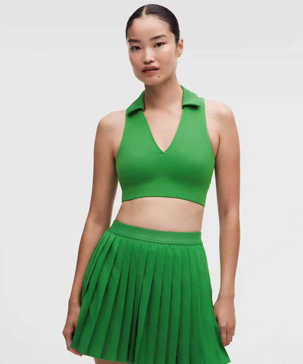 Collared Longline Ribbed Tennis Bra *Medium Support, B/C Cup