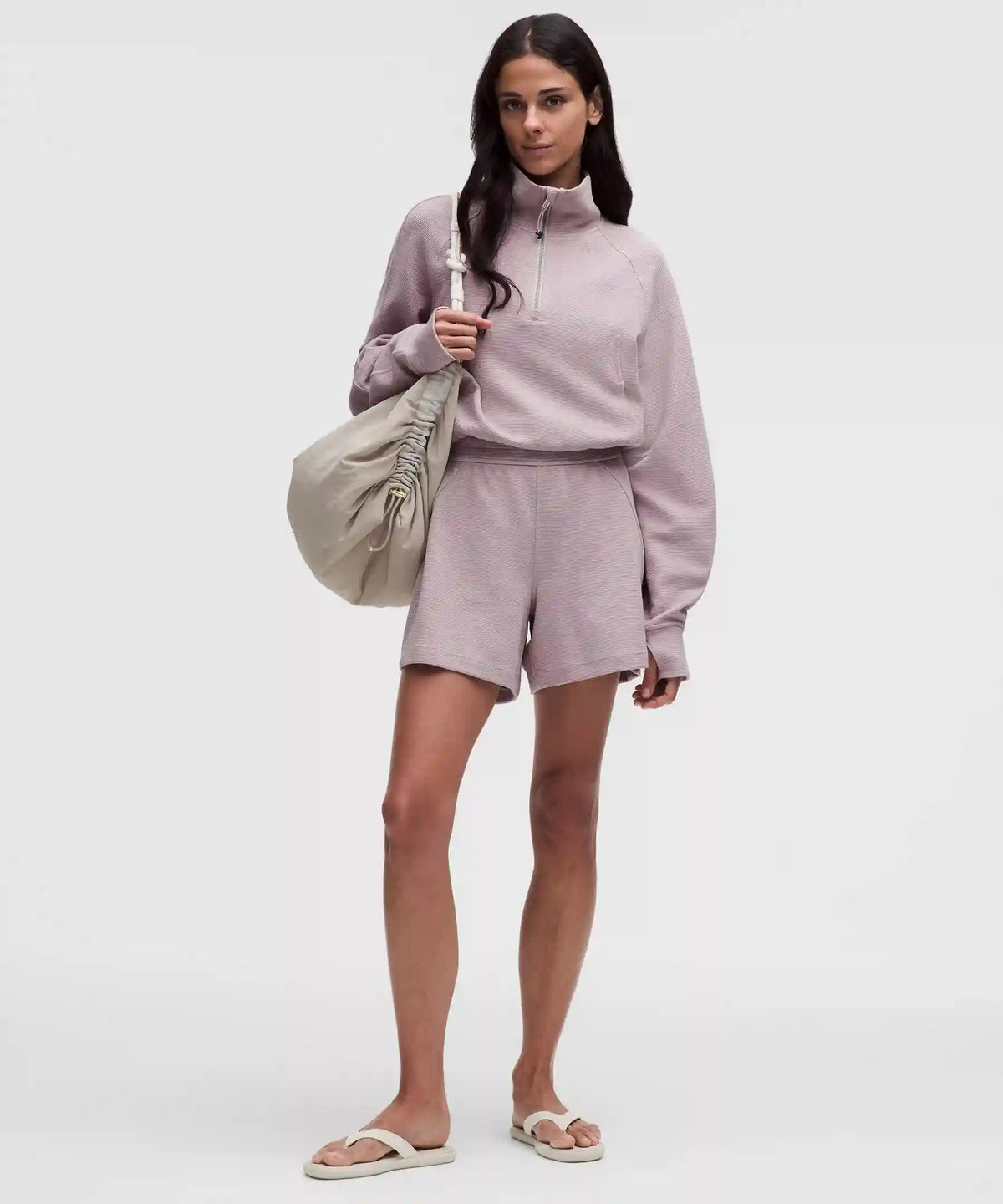 Scuba Cropped Funnel-Neck Half Zip *Waffle