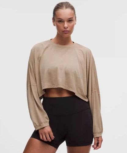 EasySet Relaxed-Fit Cropped Long-Sleeve Shirt