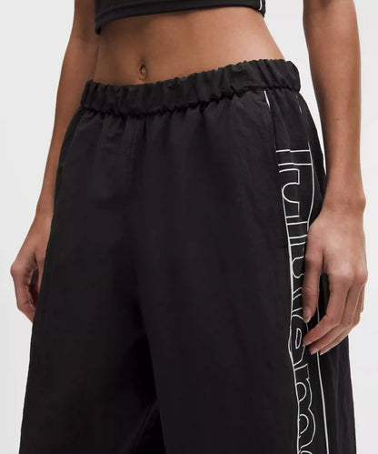 Crinkle Nylon Mid-Rise Track Pant *Wordmark