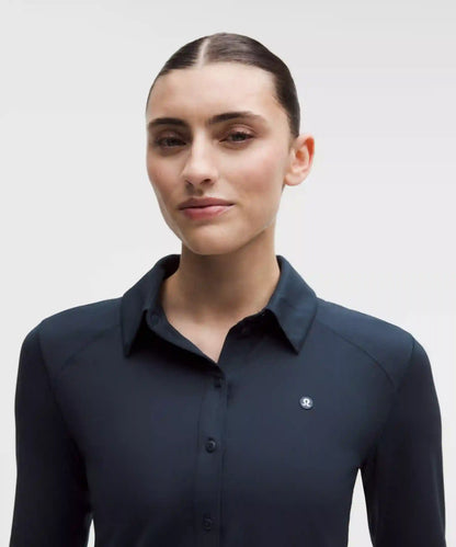 Quick-Dry Long-Sleeve Polo Shirt *Straight Hem