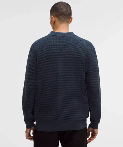 Cotton-Blend Knit Collared Cardigan