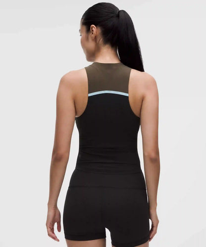 Mockneck Shelf Tank Top Light Support, B/C Cup *Stripe