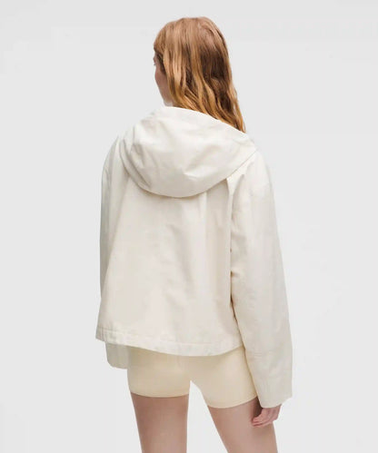 Water-Resistant Cropped Hooded Jacket