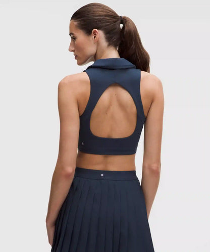 Collared Longline Ribbed Tennis Bra *Medium Support, B/C Cup