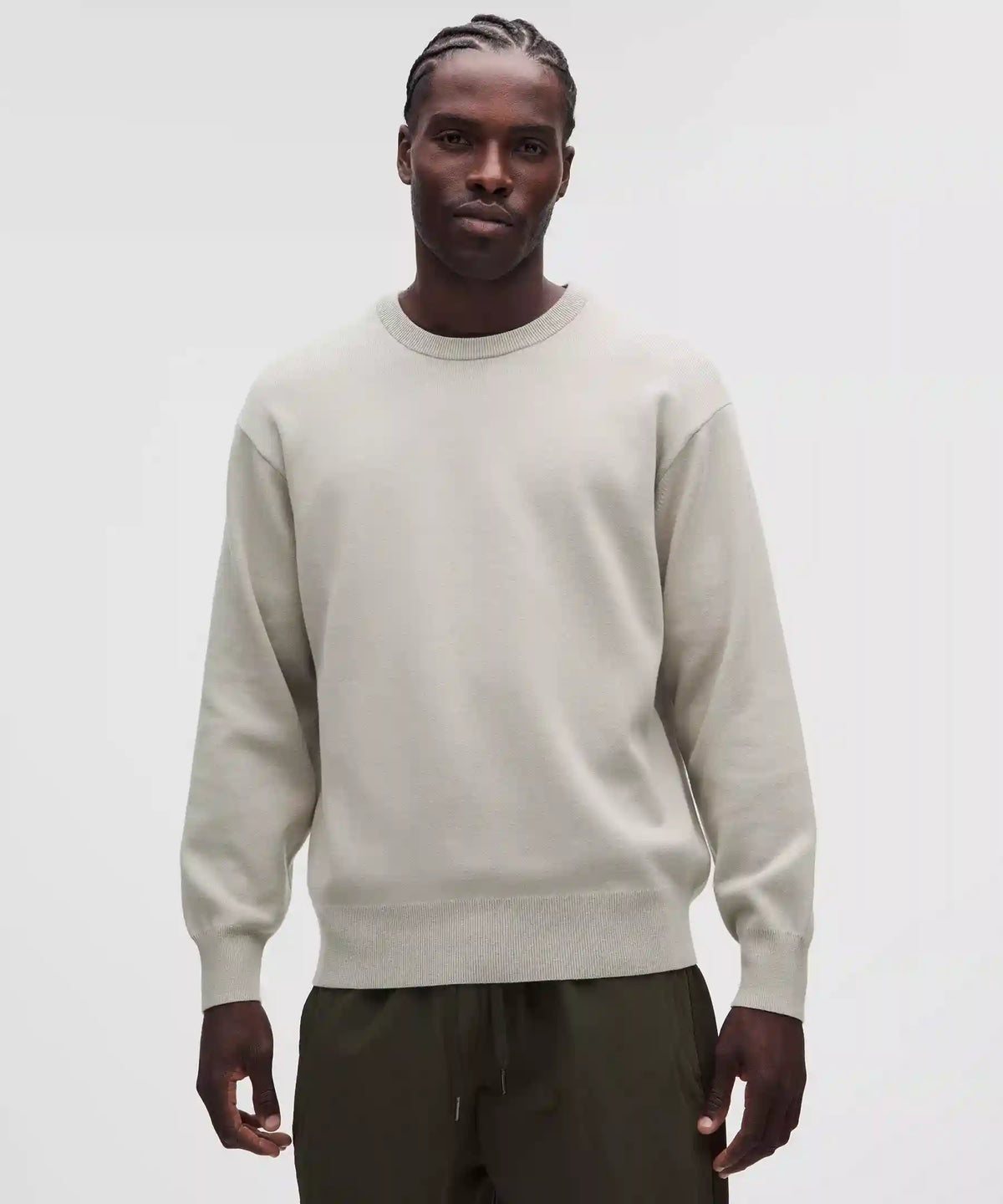Cotton-Blend Knit Long-Sleeve Crewneck