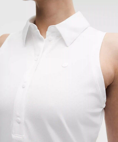 Quick-Dry Sleeveless Polo Shirt Straight Hem *Logo