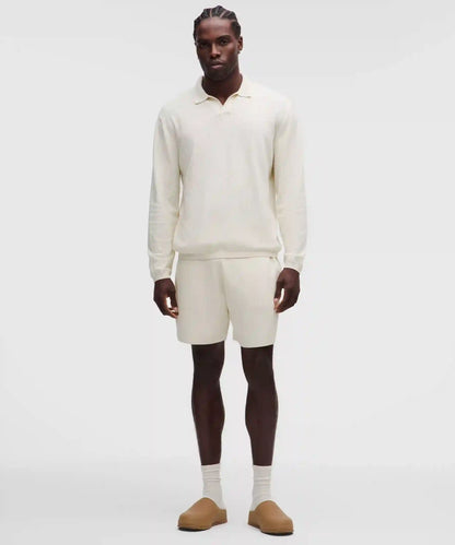 Cotton-Blend Knit Long-Sleeve Polo Shirt