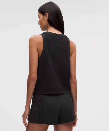 Cotton-Blend Crochet Mesh Tank Top