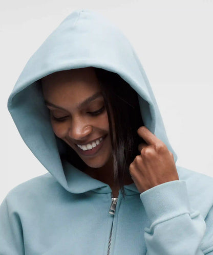 French Terry Cropped Full-Zip Hoodie