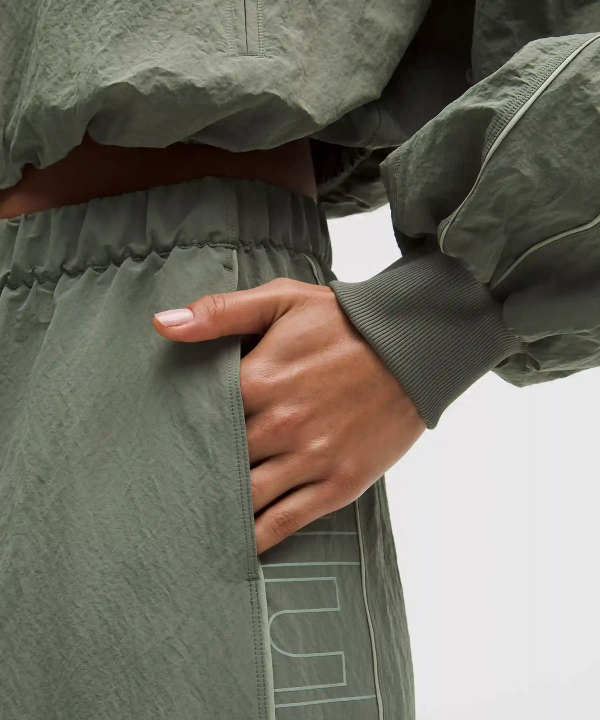 Crinkle Nylon Mid-Rise Track Pant *Wordmark