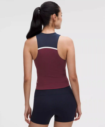 Mockneck Shelf Tank Top Light Support, B/C Cup *Stripe
