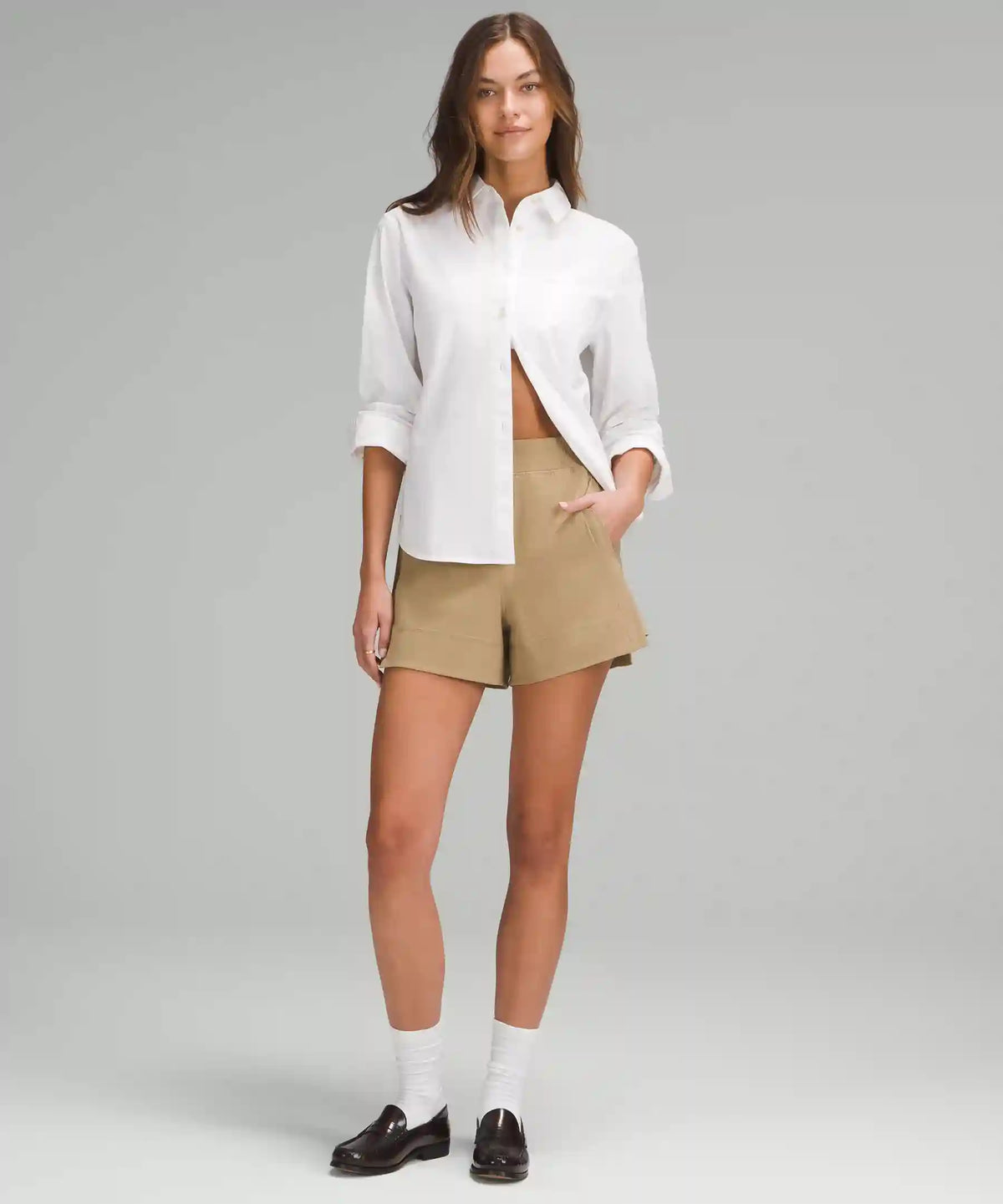 Stretch Woven Relaxed-Fit High-Rise Short 4"
