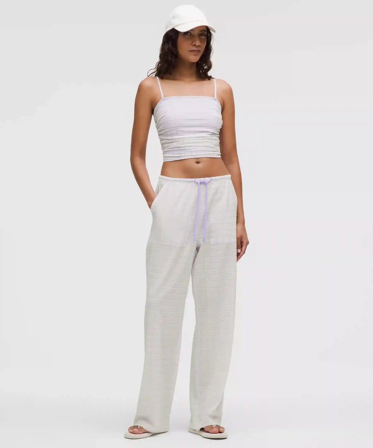 Seersucker Check Mid-Rise Pull-On Pant