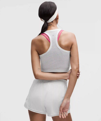 Swiftly Pointelle Cropped Racerback Tank Top
