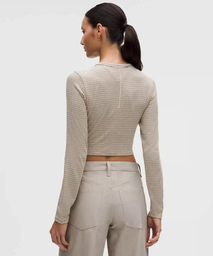 Hold Tight Straight-Hem Cropped Long-Sleeve Shirt