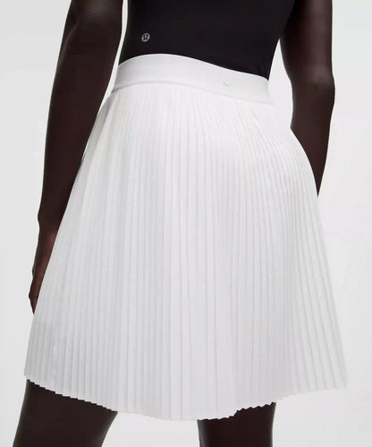 Pleated High-Rise Knee-Length Tennis Skirt
