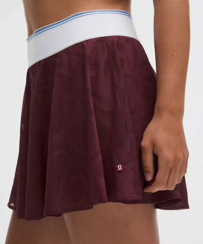 Paisley-Mesh High-Rise Tennis Skirt