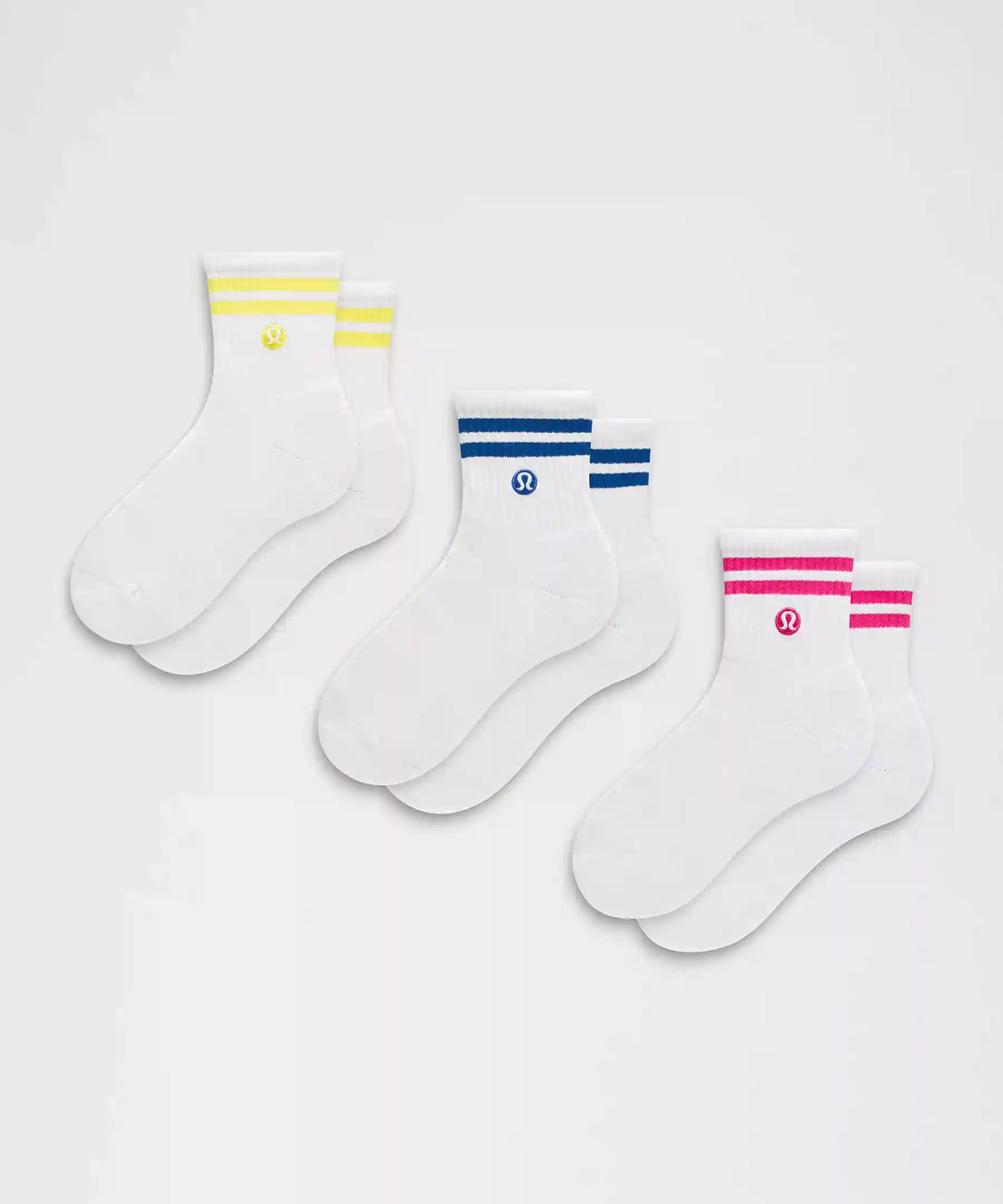 Unisex Daily Essential Quarter Socks 3 Pack *Stripe
