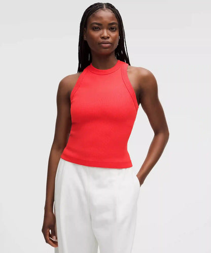 Ribbed Heavyweight Cotton-Blend Racerback Tank Top
